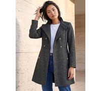 Roman Petite Herringbone Funnel Neck Coat with Wool Grey Mix