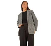 Roman Petite Herringbone Pocket Blazer for Women UK - Ladies Everyday Autumn Winter Revered Collar Comfy Soft Evening Vacation Work Party Night Out - Petite Black - Size 18