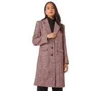 Roman Petite Herringbone Smart Coat for Women UK - Ladies Everyday Autumn Winter Collar & Revere Comfy Soft Evening Vacation Work Party Night Out - Petite Red - Size 14