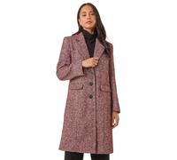 Roman Petite Herringbone Smart Coat for Women UK - Ladies Everyday Autumn Winter Collar & Revere Comfy Soft Evening Vacation Work Party Night Out - Petite Red - Size 14