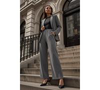 Roman Petite Herringbone Trouser for Women UK - Ladies Everyday Autumn Winter Comfy Soft Evening Vacation Work Party Night Out - Petite Black - Size 12