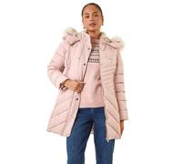 Roman Petite Hooded Longline Quilted Coat In Light Pink Light Pink 14