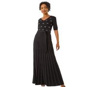 Roman Petite Hotfix Knitted Midi Dress In Black Black 18