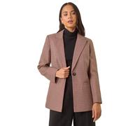 Roman Petite Houndstooth Blazer for Women UK - Ladies Everyday Autumn Winter Collar & Revere Comfy Soft Evening Vacation Work Party Night Out - Petite Multi - Size 16