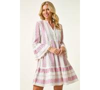 Roman Women's Petite Jacquard Tiered Dress in Turquoise | Size: 16 Roman Turquoise 16