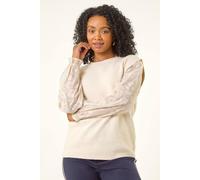 Roman Petite Knit Jacquard Sleeve Jumper In Ivory Ivory 10