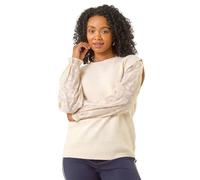Roman Petite Knit Jacquard Sleeve Jumper In Ivory Ivory 12