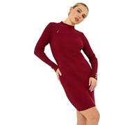 Roman Petite Knitted Midi Dress for Women UK - Ladies Everyday Autumn Winter Round Neckline Comfy Soft Evening Vacation Work Party Night Out - Petite Wine - Size 12