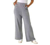 Roman Petite Knitted Trouser for Women UK - Ladies Everyday Autumn Winter Comfy Soft Evening Vacation Work Party Night Out Full Length Casual - Petite Grey - Size 18