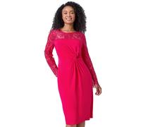 Roman Petite Lace Detail Knot Front Bodycon Dress In Cerise Cerise 14