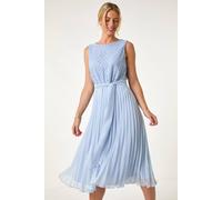 Roman Petite Lace Pleat Midi Dress In Blue Blue 16