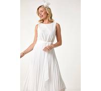 Petite Lace Pleat Midi Dress Roman Ivory 12