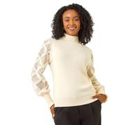 Roman Petite Lace Sleeve Knit Jumper In Ivory Ivory L
