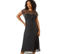 Roman Petite Lace Stretch Midi Dress In Black Black 14