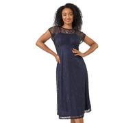 Roman Petite Lace Stretch Midi Dress In Navy Navy 8