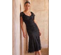 Roman Women's Petite Lace Tiered Dress in Black | Size: 12 Roman Black 12