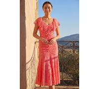 Roman Petite Lace Tiered Dress In Coral Coral