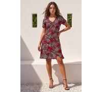 Roman Women's Petite Leaf Lace Ruched Dress in Red | Size: 18 Roman Red 18
