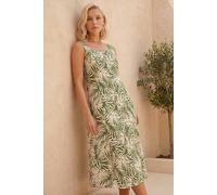 Roman Petite Leaf Print Button Midi Dress Multi
