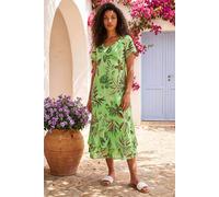 Roman Women's Petite Leaf Print Layered Hem Dress in Lime | Size: Medium Roman Lime M