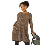 Roman Petite Leopard A-Line Dress In Brown Brown 14
