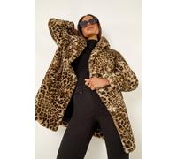 Roman Petite Leopard Fur Coat In Brown Brown