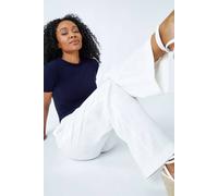 Roman Petite Linen Mix Trousers In White White 18