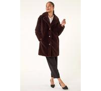 Roman Women's Petite Longline Pocket Fur Coat in Chocolate | Size: 18 Roman Chocolate 18