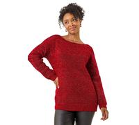 Roman Petite Metallic Contrast Knit Jumper In Red Red 10