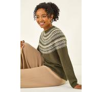 Petite Metallic Fairisle Jumper Roman Khaki 14