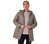 Roman Petite Metallic Finish Quilted Puffer Coat In Taupe Taupe 18