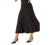 Roman Petite Metallic Knit Midi Skirt for Women UK - Ladies Everyday Autumn Winter Comfy Soft Evening Vacation Work Party Night Out - Petite Black - Size 14