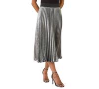 Roman Petite Metallic Pleated Skirt In Metallic Silver Metallic Silver 14