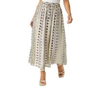 Roman Petite Metallic Print Tie Front Skirt In Khaki Khaki 16