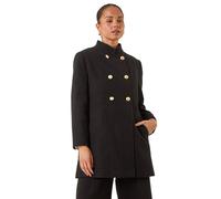 Roman Petite Military Buttoned Coat In Black Black 16
