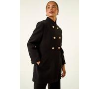 Petite Military Buttoned Coat Roman Black 14