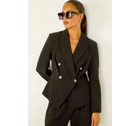 Roman Petite Military Stretch Blazer In Black Black 8