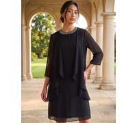 Roman Petite Mock Wrap Shift Dress Black Mix