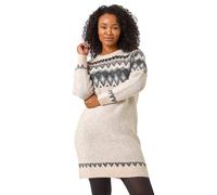 Roman Petite Nordic Pattern Knit Jumper Dress In Stone Stone 14