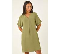 Roman Petite One Button V-Neck Dress In Khaki Khaki 10