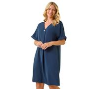 Roman Petite One Button V-Neck Dress In Navy Navy 16