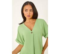 Roman Petite One Buttoned V-Neck Top In Green Green 16