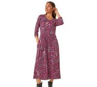 Roman Petite Paisley Pocket Midi Dress In Purple Purple 18