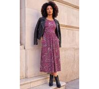 Roman Women's Petite Paisley Pocket Midi Dress in Purple | Size: 14