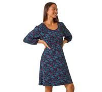 Roman Petite Paisley Print Button Stretch Dress In Purple Purple 14