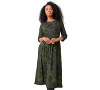 Roman Petite Paisley Print Midi Stretch Dress In Khaki Khaki 16