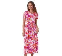 Roman Petite Paisley Print Midi Stretch Dress In Pink Pink 14