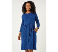 Roman Petite Paisley Print Pocket Dress In Royal Royal 16