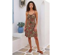 Roman Women's Petite Paisley Print Tassel Front Dress in Khaki | Size: 16 Roman Khaki 16