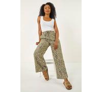 Roman Women's Petite Paisley Print Wide Leg Trouser in Stone | Size: 8 Roman Stone 8
